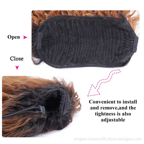 Hot Sale High Temperature Raw Synthetic Hair Kinky Curly Drawstring Ponytail For Black Women
